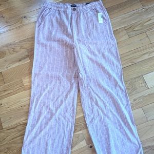 Pink linen wideleg pants